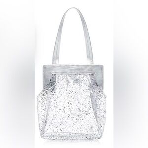 Maryam Nassir Zadeh Transparent Silver and Black Glitter Tote